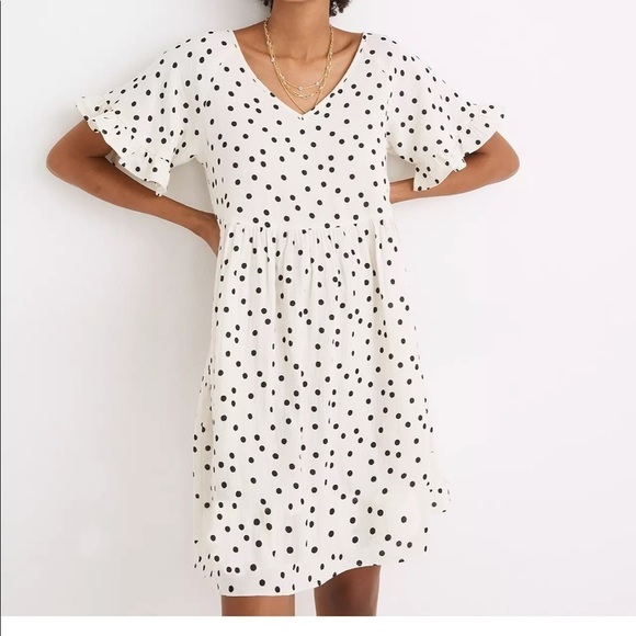 Madewell Lightspun Ruffle-Sleeve Babydoll Dress in Dot Toss - Picture 16 of 16